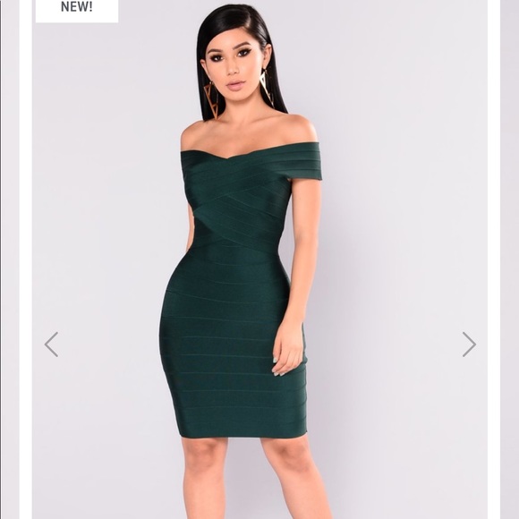 Fashion Nova Dresses & Skirts - NEW! Cross bandage hunter green dress  mid length